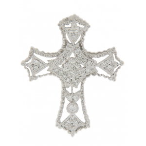 18k White Gold Pave Diamond Cross Pendant