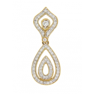 0.54ct Diamond 18k Yellow Gold Milgrain Teardrop Pendant