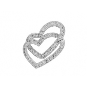 .60 ct Round Diamond 18k White Gold Double Heart Pendant