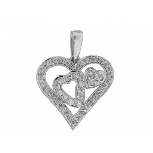 .48 ct Diamond 18k White Gold Triple Heart Pendant