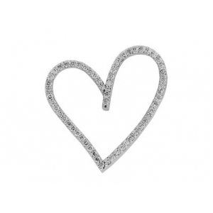 .48 ct Round Diamond 18k White Gold Open Heart Pendant