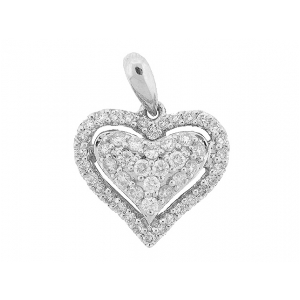 .50 ct Diamond Pave Double Heart 18k White Gold Pendant