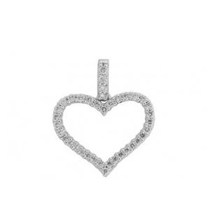 .39 ct Pave Diamond 18k White Gold Open Heart Pendant