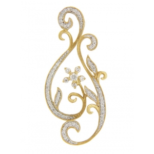 0.34ct Diamond 18k Yellow Gold Milgrain Flower Pendant