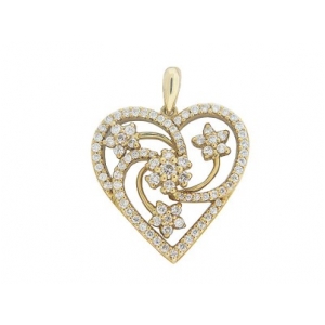 .79 ct Diamond 18k Yellow Gold Flower Heart Pendant