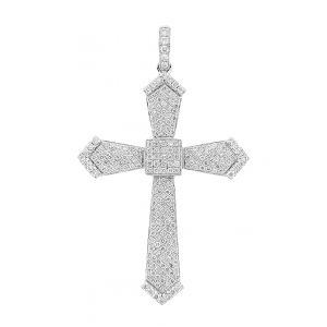 .86 ct Diamond Cross 18k White Gold Ladies Pendant