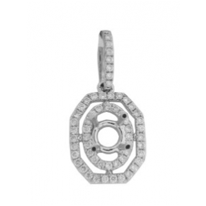 .30 ct Diamond Semi Mount 18k White Gold Two Loop Pendant