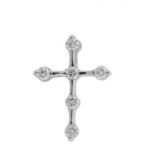 .21 ct Bezel Set Diamond 18k White Gold Cross Charm Pendant
