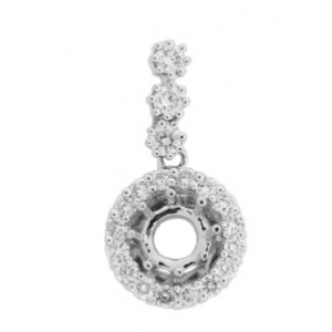.64 ct Round Diamond Semi Mount 18k White Gold Pendant