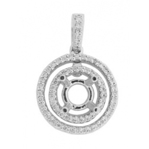 .33 ct Diamond Semi Mount 18k Gold Double Circle Pendant