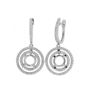.84 ct Diamond 18k Gold Semi Mount Double Loop Dangle Earrings