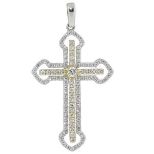 18k White & Yellow Gold Diamond Cross Pendant