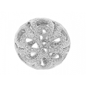 Pave Diamond 18k White Gold Flower Ball Pendant