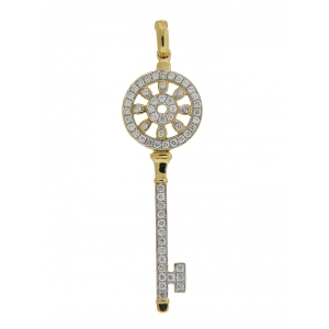 .45 ct Diamond 18k Two Tone Gold Fashion Key Pendant