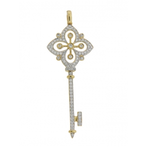 .67ct Diamond 18k Yellow Gold Key Pendant