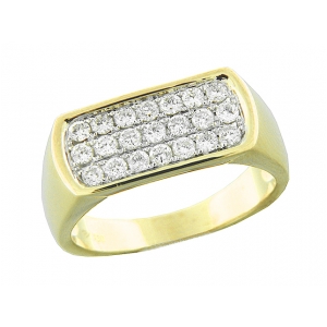 .78 ct Diamond Ring Men's Round Cut Pave Set 18k Yellow Gold