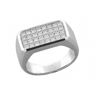.92 ct Diamond Ring Men's Round Cut Pave Set 18k Gold