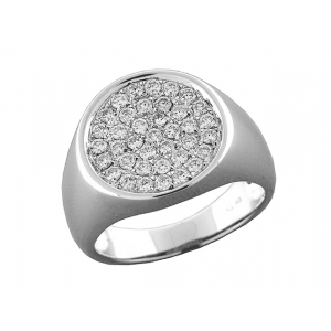 1.1 ct Diamond Ring Men's Round Cut Pave Set 18k Gold