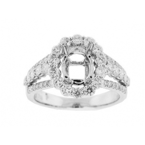 1.23 ct Diamond 18k Gold Semi Mount Oval Engagement Ring