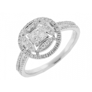 .54ct Princess Cut & Round Diamond 18k Gold Ring