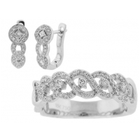 Anniversary Diamond Ring & Earrings Set 18k Gold