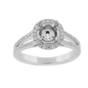 .55 ct Pave Diamond 18k Gold Semi Mount Engagement Ring