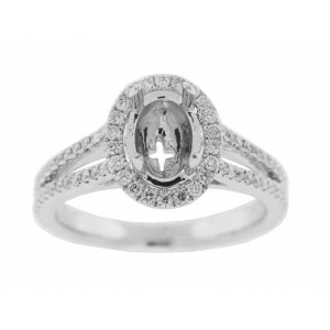.58ct Diamond 18k Gold Oval Semi Mount Engagement Ring