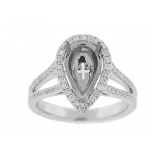 Diamond 18k Gold Pear Shape Semi Mount Engagement Ring
