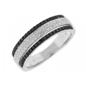 0.57ct 4 Row Black & White Diamonds 18k Gold Ring