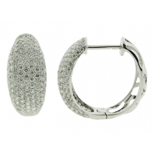 1.92ct Pave Diamond & 18k White Gold Hoop Earring