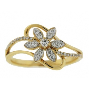.25 ct Diamond 18k Yellow Gold Flower Ring