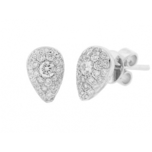 .54 ct Pave Diamond 18k White Gold Pear Shape Stud Earrings