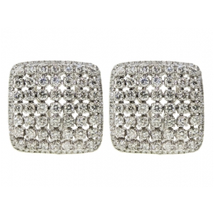 Solid White Gold 2.80ct Diamond Square Shape French Clip Earring