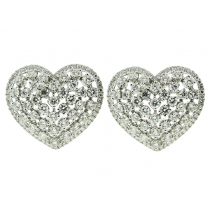 3.20ct Diamond & 18k White Gold Heart Shape Huggie Earring