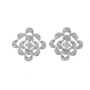 1/4ct Diamond 18k White Gold Square Stud Earrings