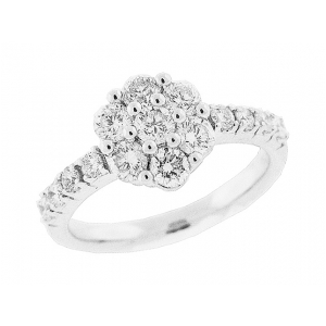 1.19 ct Diamond 18k Gold Cluster Flower Engagement Ring