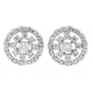 Pave Round Diamond 18k White Gold Stud Earrings