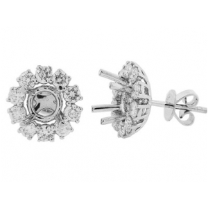 1.48 ct Round Diamond Semi Mount 18k White Gold Stud Earrings