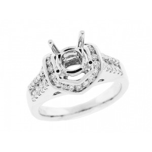 Channel Set Semi Mount Diamond Engagement 18k Gold Ring