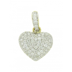 Diamond Pave Heart Estate 18k Yellow Gold Pendant