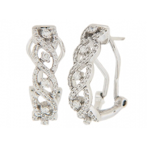 18k White Gold Pave Diamond French Clip Earrings