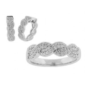Anniversary Diamond Ring & Earrings Set 18k Gold