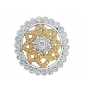 1.60 ct Bezel Set Diamond 18k Two Tone Gold Brooch & Pendant
