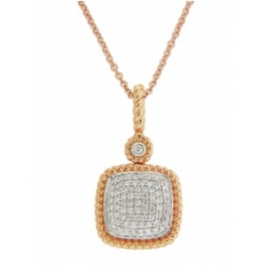 .38 ct Diamond 18k Rose Gold Square Pendant Rope Necklace