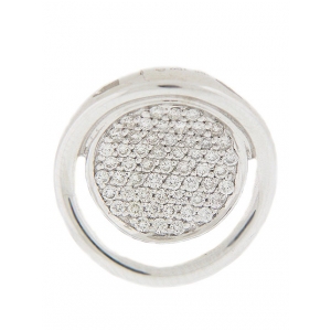 18k White Gold Pave Diamond Circle Shape Pendant