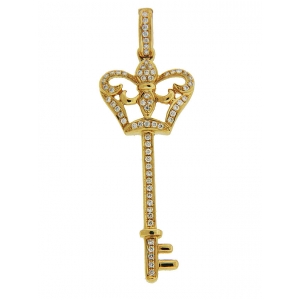 Pave Diamond 18k Yellow Gold Key Fashion Pendant