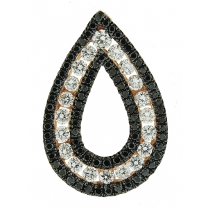 1.19ct Black & White Diamond Pink Gold Pear Shape Pendant