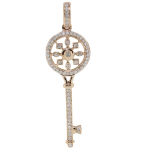Mini 18k Rose Gold & Diamond Ladies Key Pendant