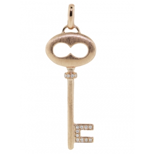 Mini 18k Pink Gold & Diamond Skeleton Key Pendant