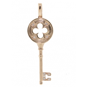 Mini 18k Pink Gold & Diamond Fashion Key Pendant